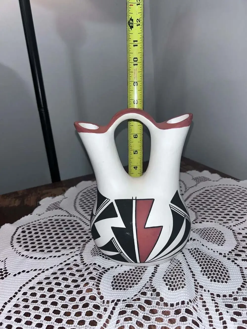 R. Vallo Native American Acoma Pueblo Hand-Painted Wedding Vase